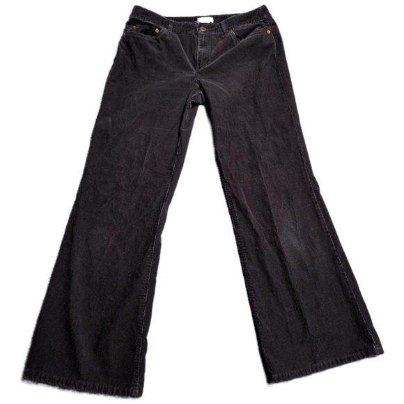 LOFT Pants - Ann Taylor Loft Corduroy Wide Leg Pants Women's Size 8 Black Cotton Trousers